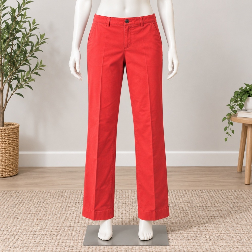 Express Editor Dress Pants Women 8 Red Cuffed Straight Leg Professional Trousers